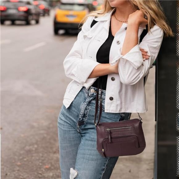 Real Leathers Crossbody Bag - Maroon - Picture 4 of 7